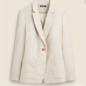 J. Crew Helena Blazer Stretch Linen Blend in Tan Ivory Flax size 12P Petite